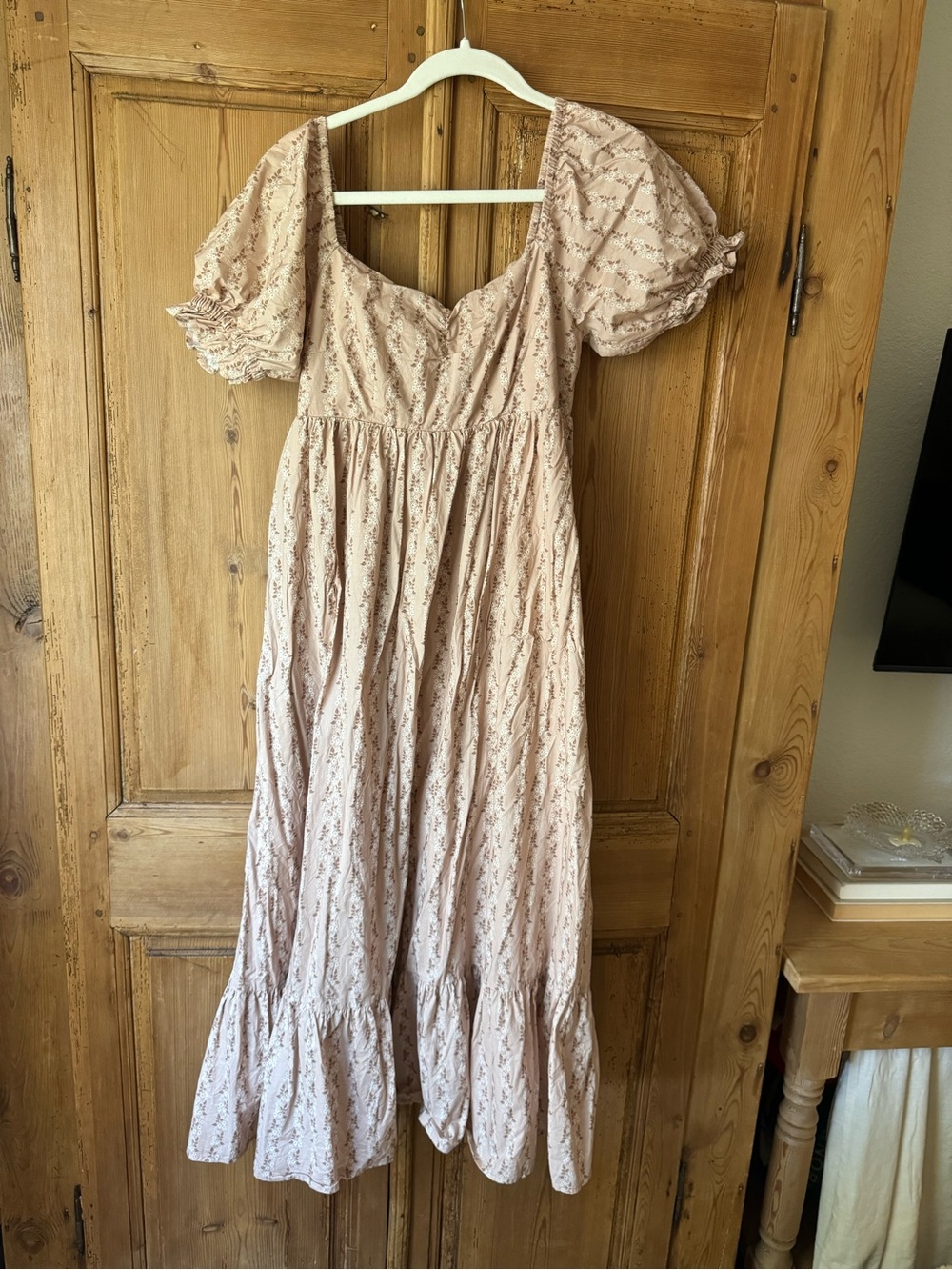 Noralee Dusty Pink Floral Maxi Dress with Puff Sleeves